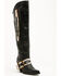 Image #1 - Dan Post Women's Jolene Buckle Knee High Western Boots - Snip Toe, Black, hi-res