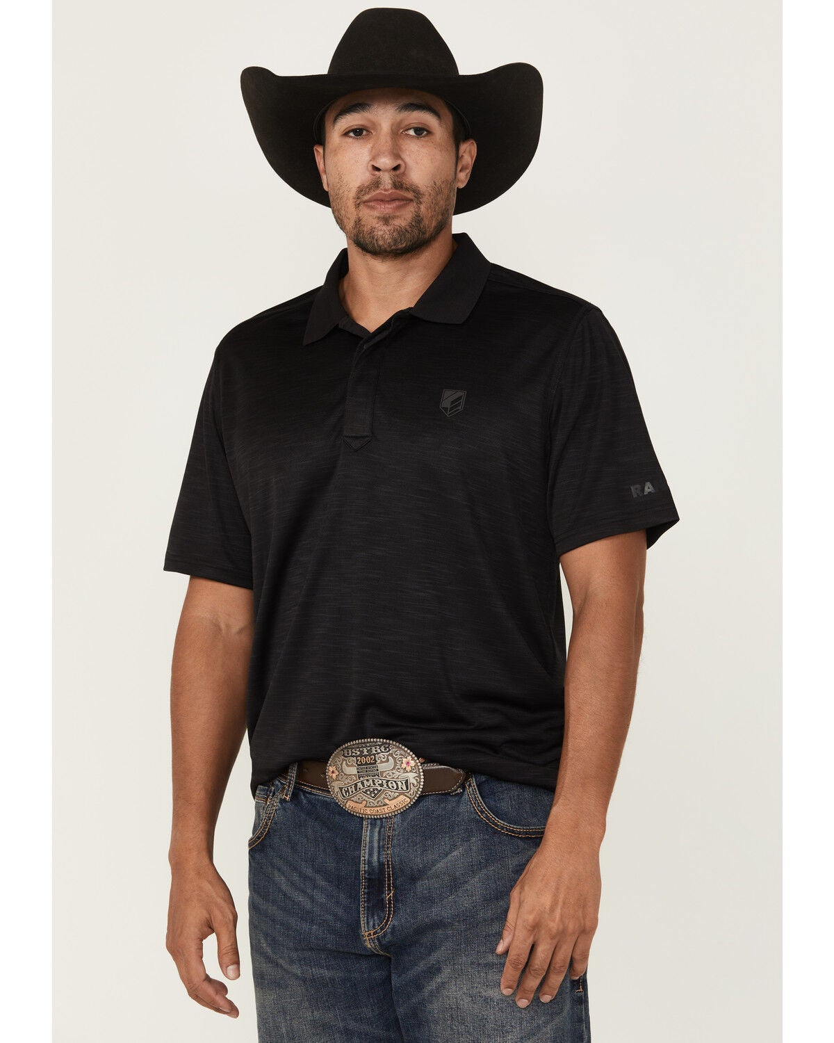 Image #1 - RANK 45&reg; Men's Heeler Solid Short Sleeve Polo, Black, hi-res