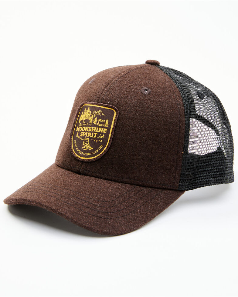 Moonshine Spirit Men's Dark Brown Outdoor Jar Logo Patch Mesh Back Ball Cap , Dark Brown, hi-res