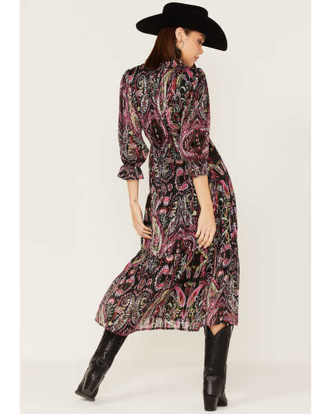 Image #4 - Revel Women's Floral & Paisley Print Puff Sleeve Midi Dress, , hi-res