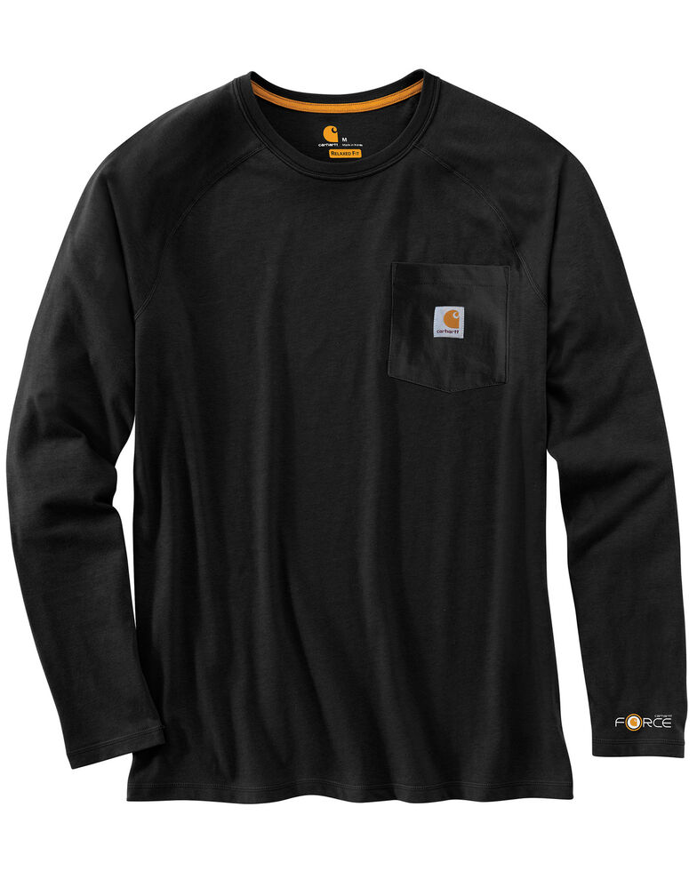 Carhartt Men's Solid Force Long Sleeve Work Shirt - Big & Tall, Black, hi-res