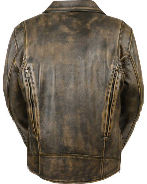 Image #3 - Milwaukee Leather Men's Triple Stitch Extra Long Biker Jacket , Black/tan, hi-res