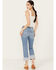 Image #3 - Ceros Women's Mid Rise Rolled Cuffed Capri Jeans, Light Wash, hi-res