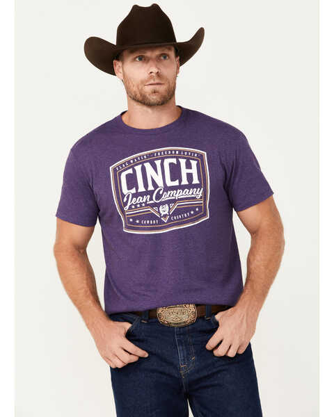 Image #1 - Cinch Men's Logo Short Sleeve T-Shirt, Purple, hi-res
