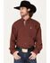 Image #1 - Cinch Men's Geo Print Long Sleeve Button-Down Western Shirt , Burgundy, hi-res
