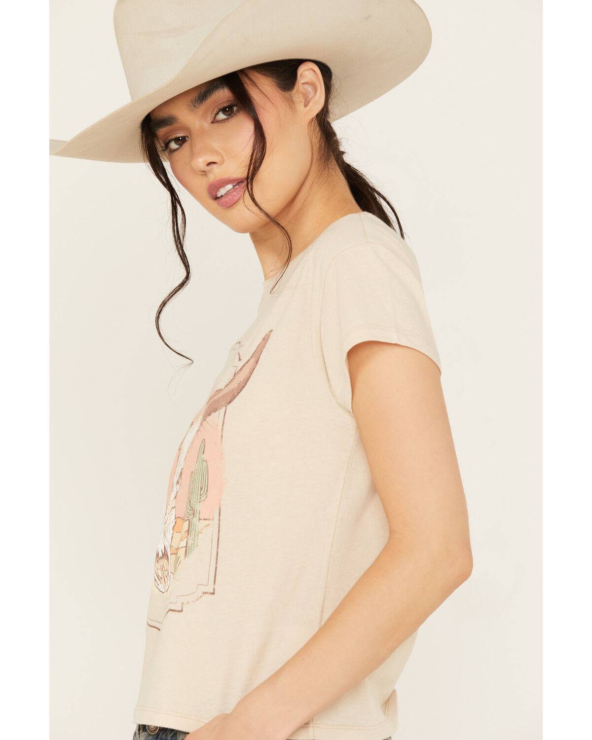 Image #2 - White Crow Women's Desert Steer Head Graphic Tee, Oatmeal, hi-res
