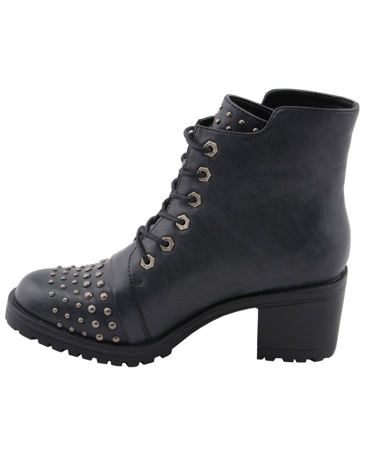 Image #4 - Milwaukee Leather Women's Studded Rocker Boots - Round Toe, Dark Grey, hi-res