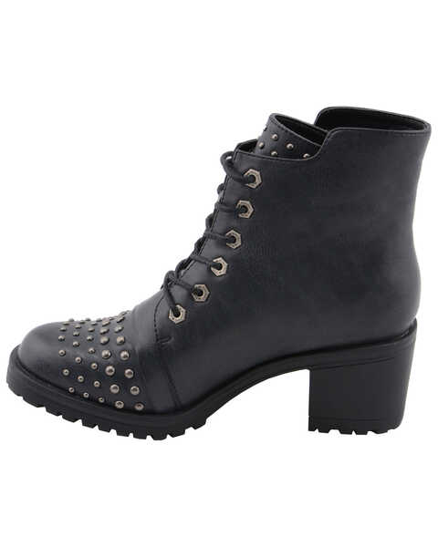 Image #4 - Milwaukee Leather Women's Studded Rocker Boots - Round Toe, Dark Grey, hi-res