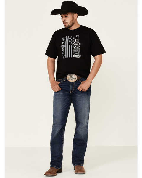 Jack Daniel's Men's Bottle Banner Flag Graphic T-Shirt , Black, hi-res