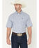 Image #1 - George Strait by Wrangler Men's Geo Print Short Sleeve Button-Down Stretch Western Shirt, Blue, hi-res