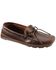 Minnetonka Men's Double Bottom Cowhide Driving Moccasins, Dark Brown, hi-res