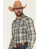 Image #2 - Wrangler Retro Men's Plaid Print Long Sleeve Snap Western Shirt, Cream, hi-res