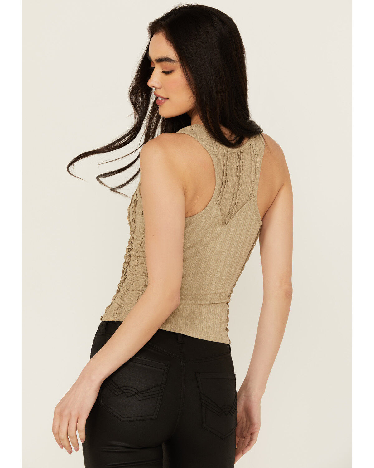 Image #4 - Miss Me Women's Knot Tank, Green, hi-res