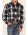 Roper Boys' Plaid Print Embroidered Long Sleeve Snap Western Shirt , Blue, hi-res