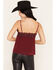 Image #4 - Miss Me Women's Sleeveless Embellished Pintuck Cami, Red, hi-res