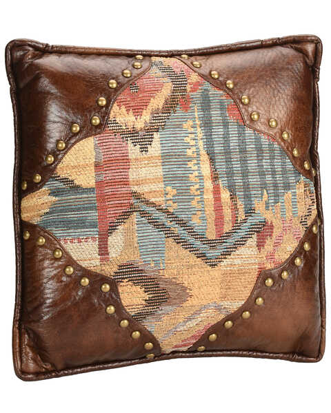 Image #1 - HiEnd Accents Ruidoso Square Pillow with Scalloping, Multi, hi-res