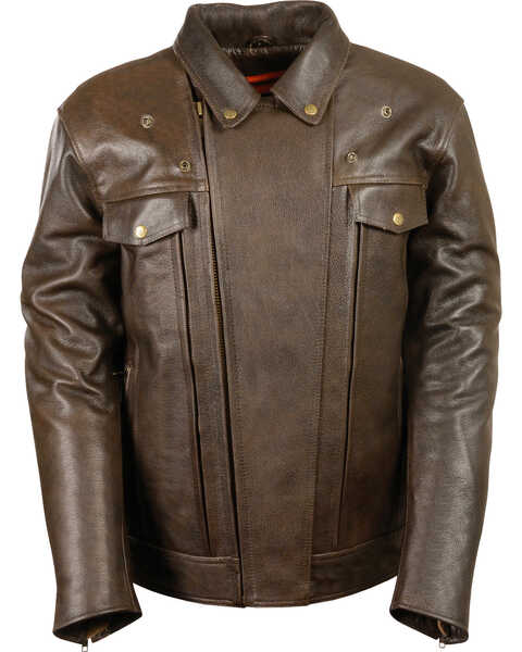 Image #2 - Milwaukee Leather Men's Brown Utility Pocket MC Jacket , Brown, hi-res