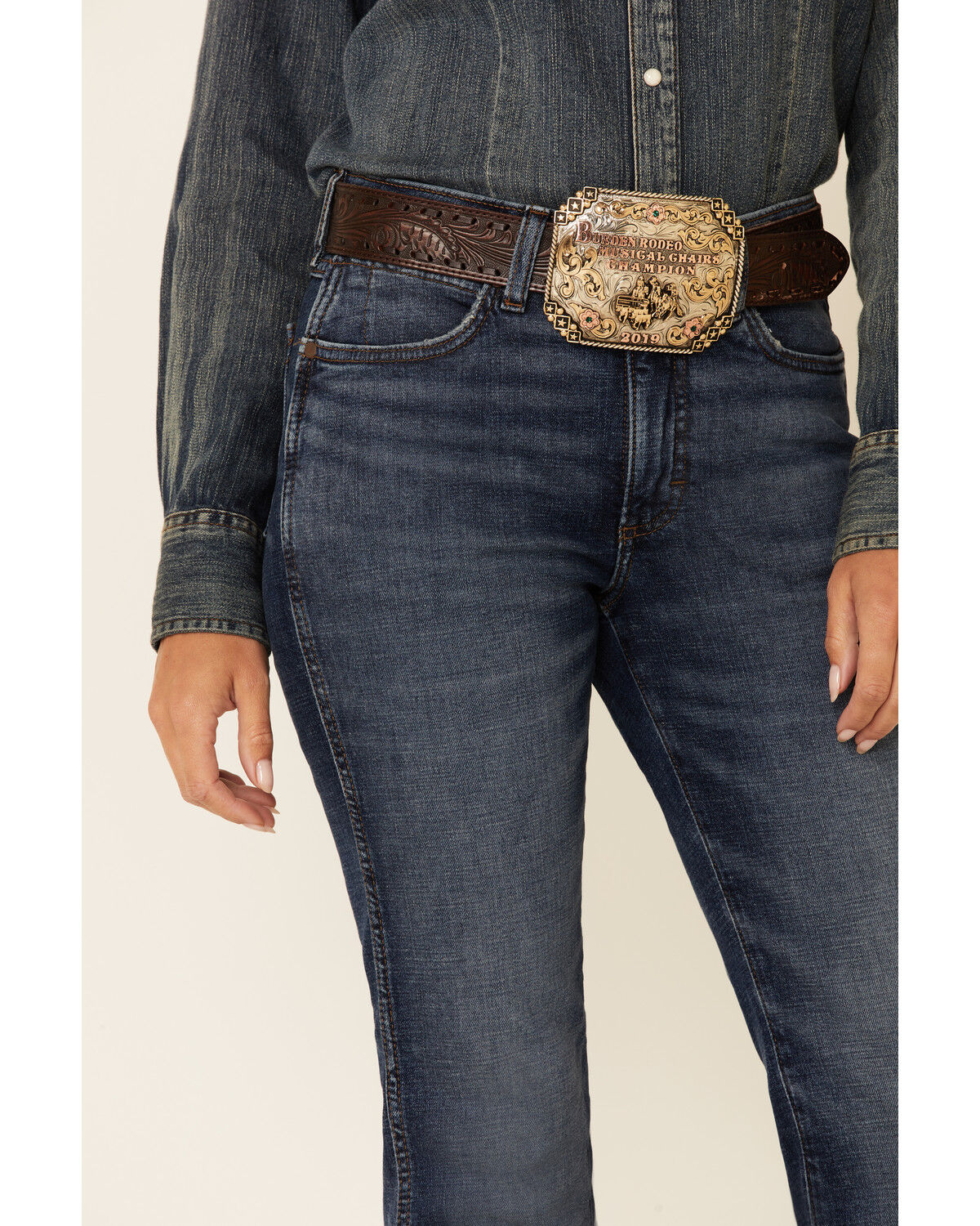 Image #2 - Wrangler Retro Women's Sara Dark Wash High Rise Bootcut Jeans, Blue, hi-res