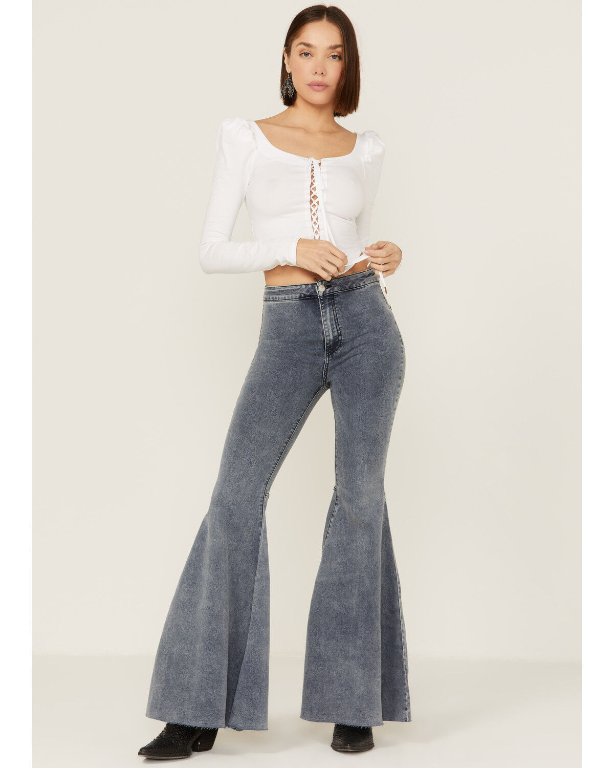 Image #1 - Free People Women's Just Float On Cloudy Indigo Flare Jeans, , hi-res