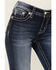 Image #4 - Miss Me Women's Dark Wash Mid Rise Floral Longhorn Pocket Bootcut Stretch Denim Jeans, , hi-res