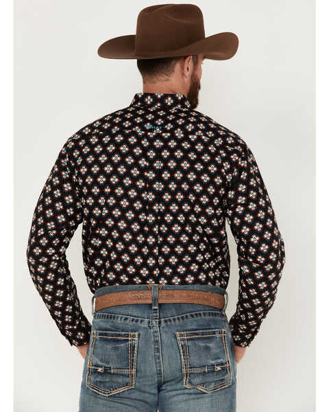 Image #4 - Ariat Men's Kasey Geometric Southwestern Print Long Sleeve Button-Down Western Shirt, Black, hi-res