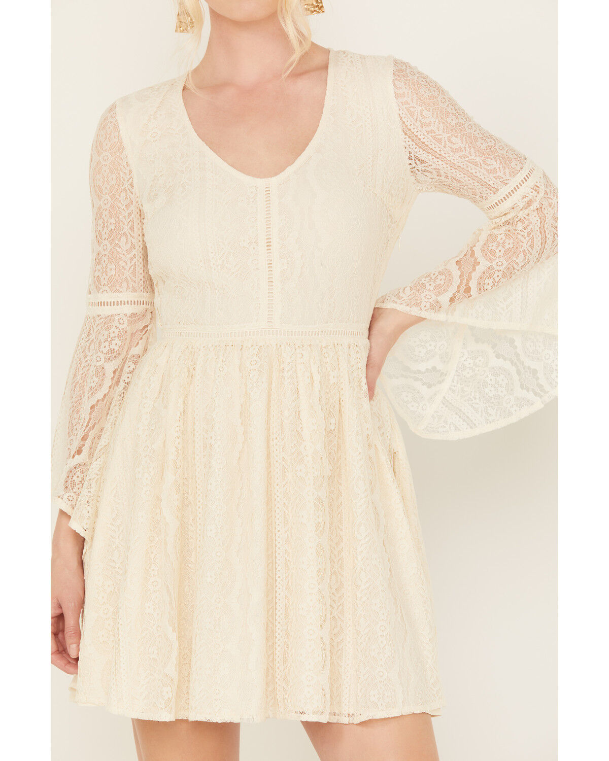 Image #3 - Shyanne Women's Lace Mini Dress, Cream, hi-res