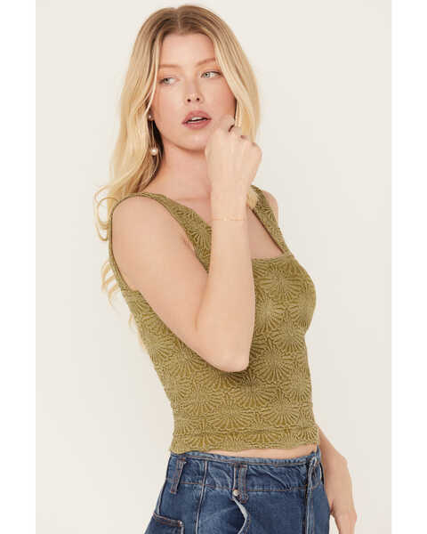 Image #2 - Free People Women's Floral Camisole Tank Top, Olive, hi-res