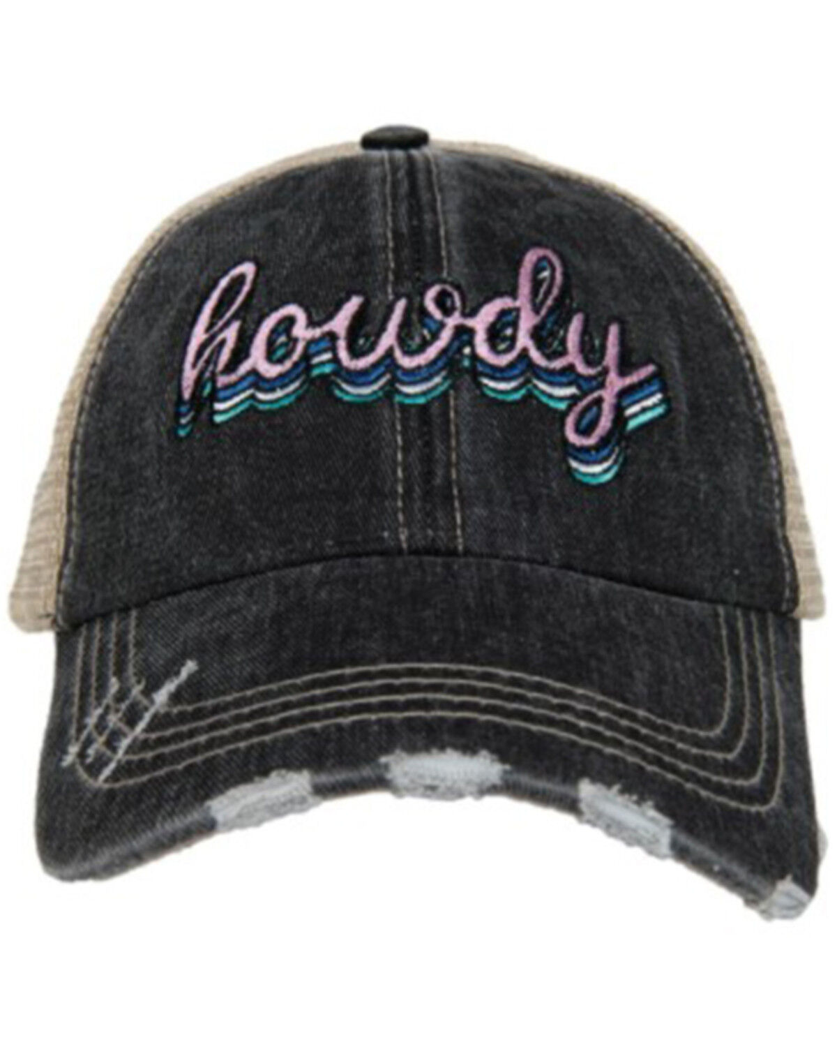 Image #1 - Katydid Women' Howdy Black Embroidered Mesh-Back Ball Cap, Black, hi-res