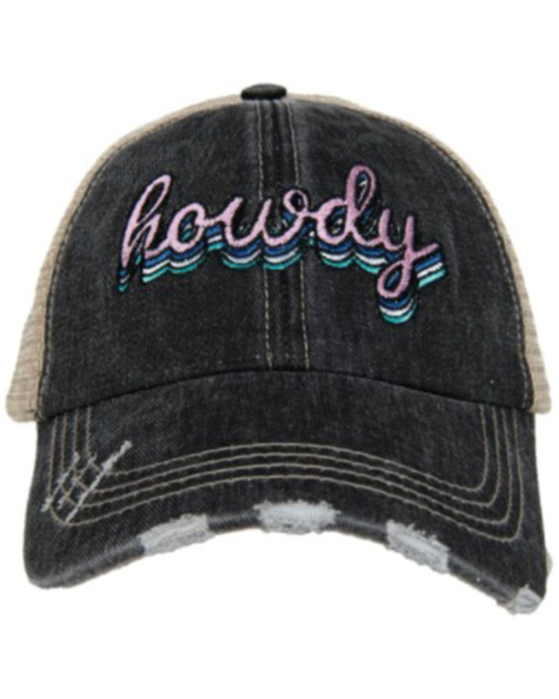 Katydid Women' Howdy Black Embroidered Mesh-Back Ball Cap , Black, hi-res