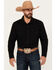 Image #1 - Rock & Roll Denim Men's Denim Long Sleeve Snap Western Shirt, Black, hi-res