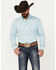 Stetson Men's Geo Print Long Sleeve Button-Down Western Shirt, Blue, hi-res