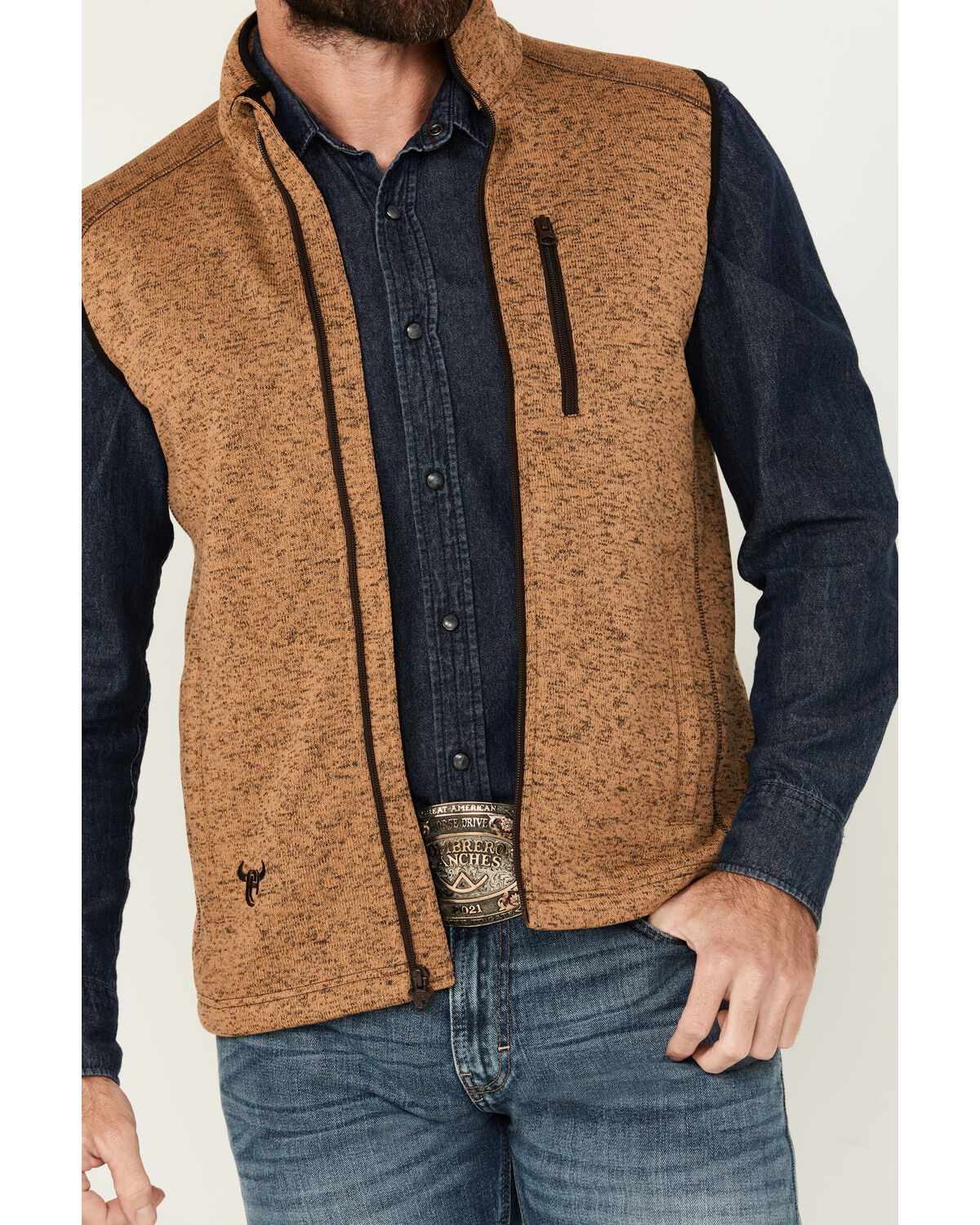 Image #2 - Cowboy Hardware Men's Speckle Knit Vest, Tan, hi-res