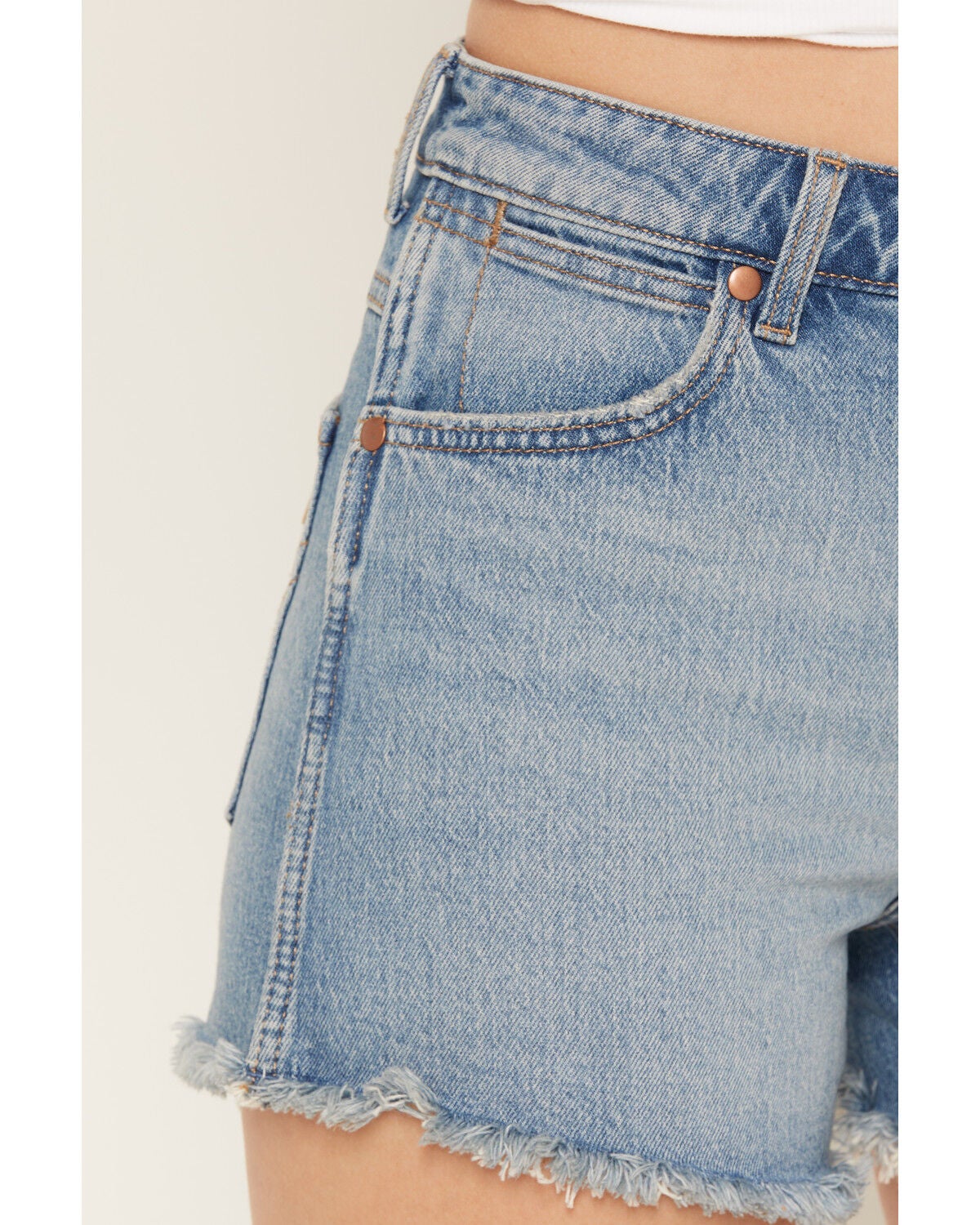 Image #2 - Wrangler Women's Riyah Medium Wash Cowboy Stretch Denim Shorts, Medium Wash, hi-res