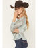 Image #2 - Ash & Violet Women's Boot Barn Exclusive Printed Long Sleeve Shirt, Teal, hi-res
