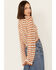 Rock & Roll Denim Women's Crochet Tie Front Long Sleeve Top, Tan, hi-res