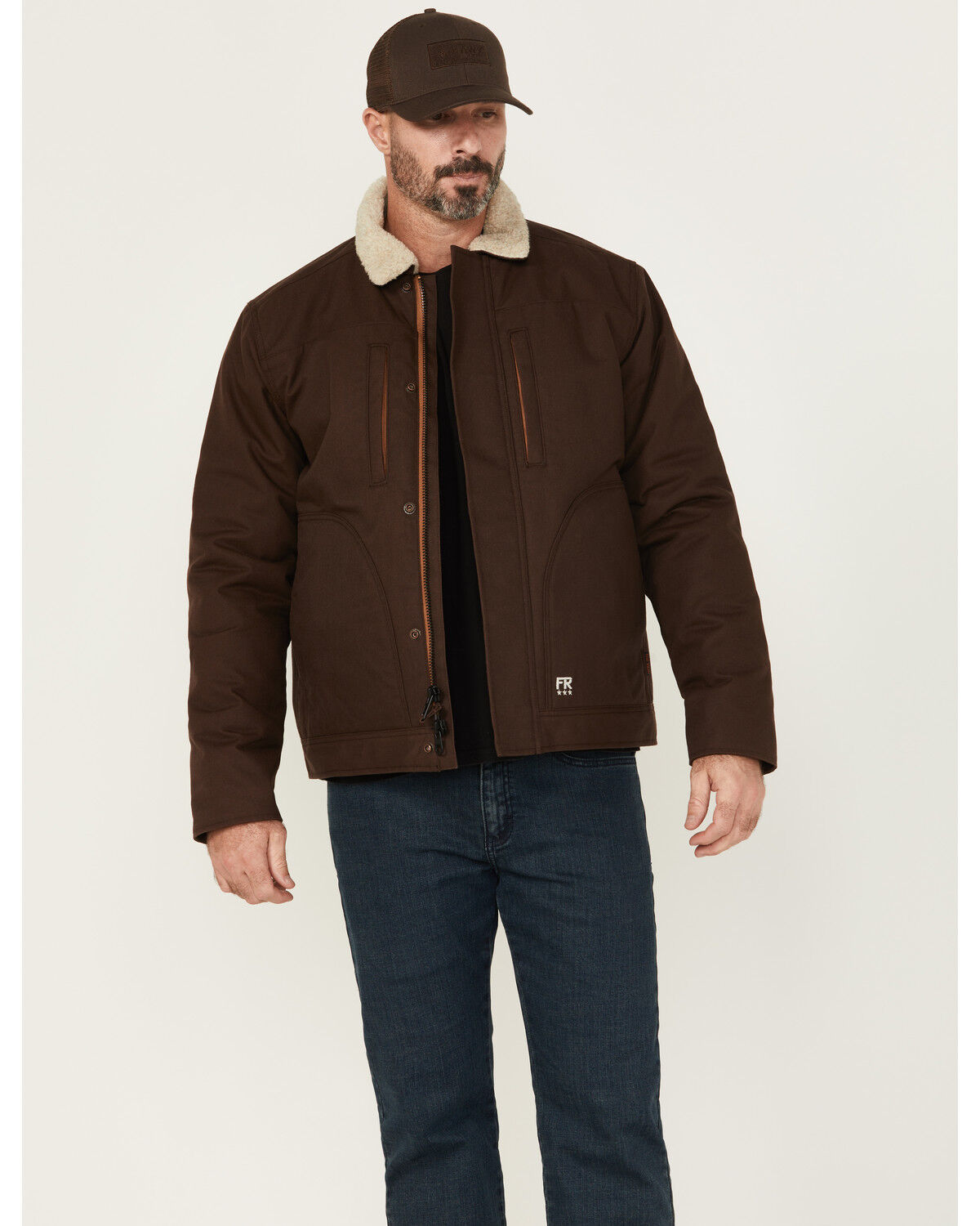 Image #1 - Hawx Men's FR Sherpa Lined Work Jacket, Brown, hi-res