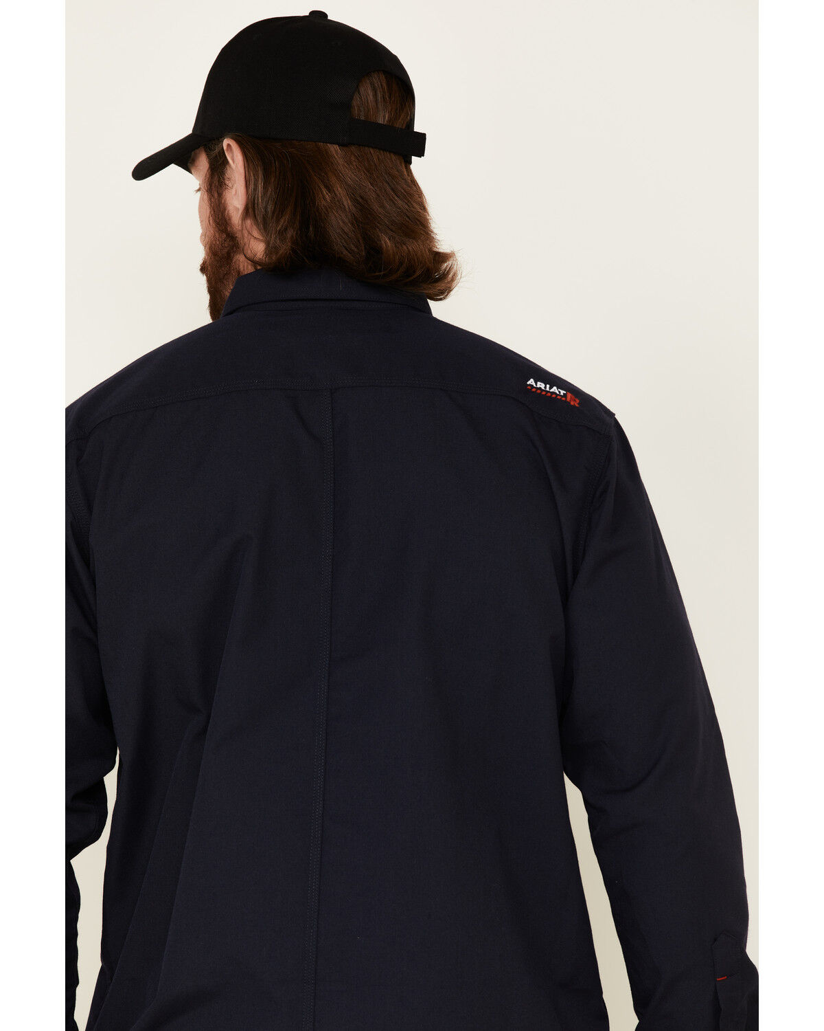 Image #5 - Ariat Men's FR Featherlight Long Sleeve Button Down Work Shirt, Navy, hi-res