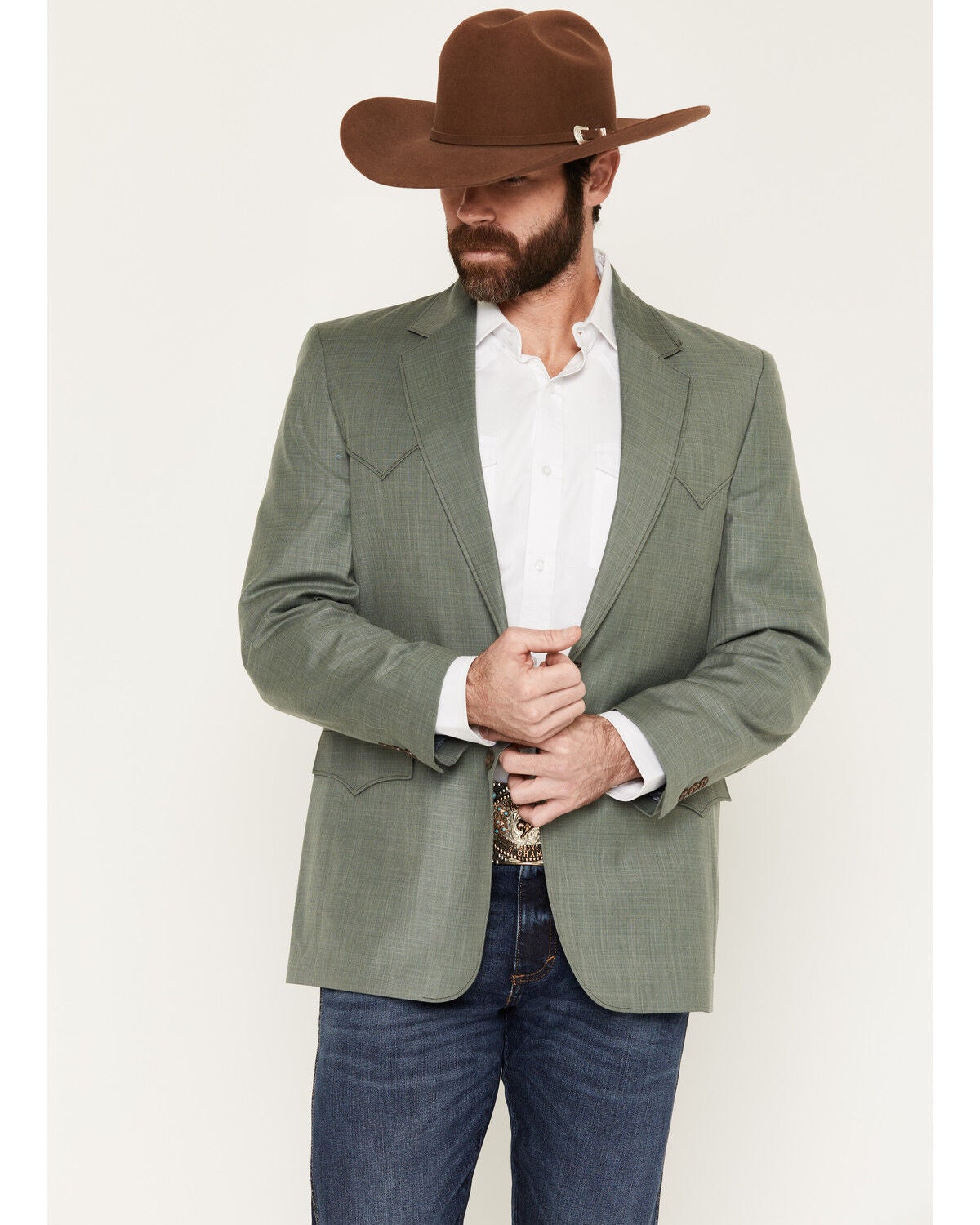 Circle S Men's Lubbock Button-Down Sportcoat, Sage, hi-res