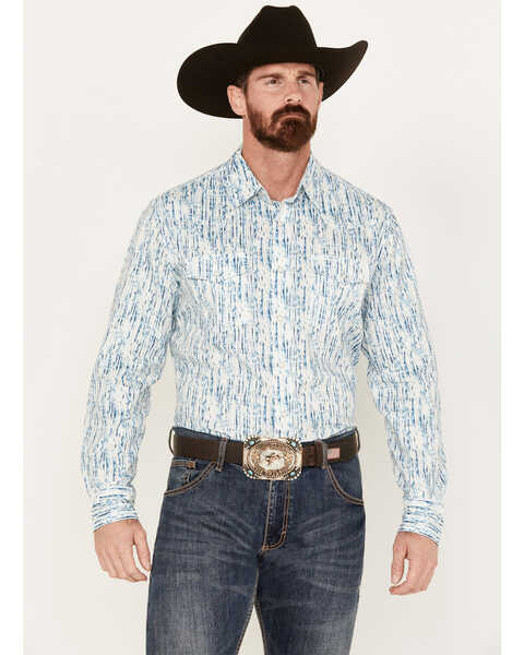 Image #1 - Wrangler 20X Men's Advanced Comfort Long Sleeve Western Snap Shirt, Blue, hi-res