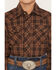 Image #3 - Wrangler Retro Boys' Plaid Print Long Sleeve Snap Western Shirt, Brown, hi-res