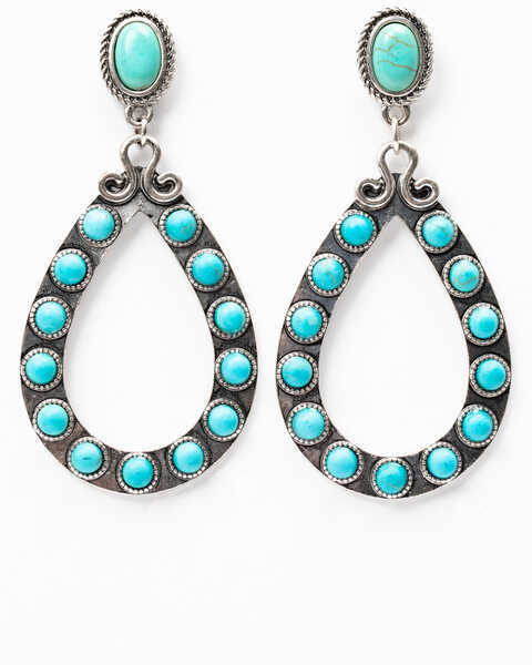 Image #1 - Shyanne Women's Roaming West Turquoise Teardrop Earrings, Turquoise, hi-res
