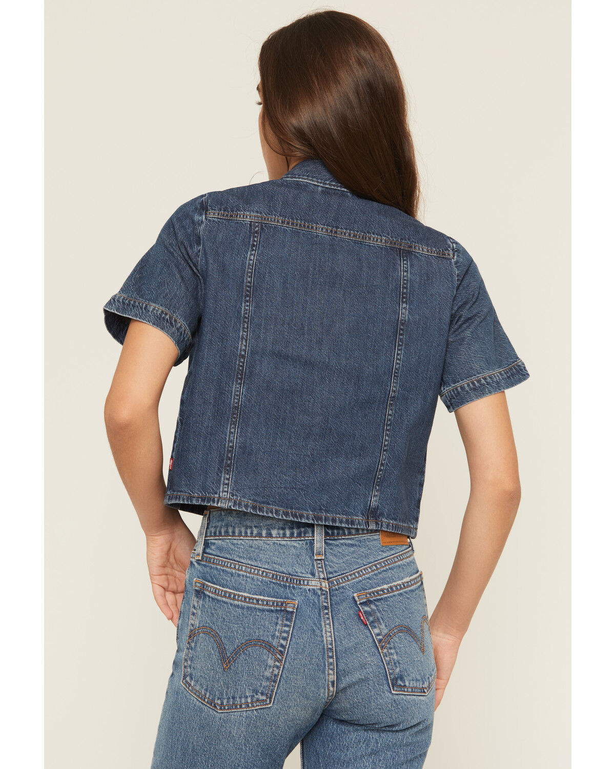 Image #4 - Levi's Women's Dark Wash Rinoa Camp Short Sleeve Snap Denim Shirt, Dark Wash, hi-res
