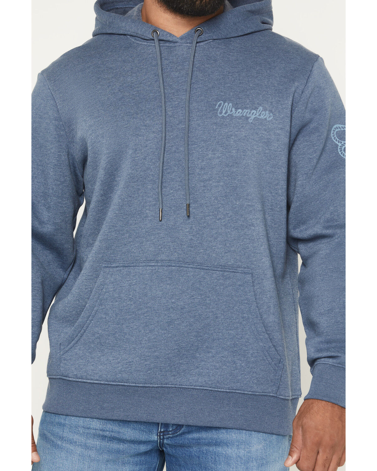 Image #3 - Wrangler Men's Logo Graphic Hooded Sweatshirt, Blue, hi-res
