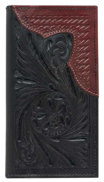 Image #1 - American West Men's Rodeo Mahogany Leather Wallet, Black, hi-res