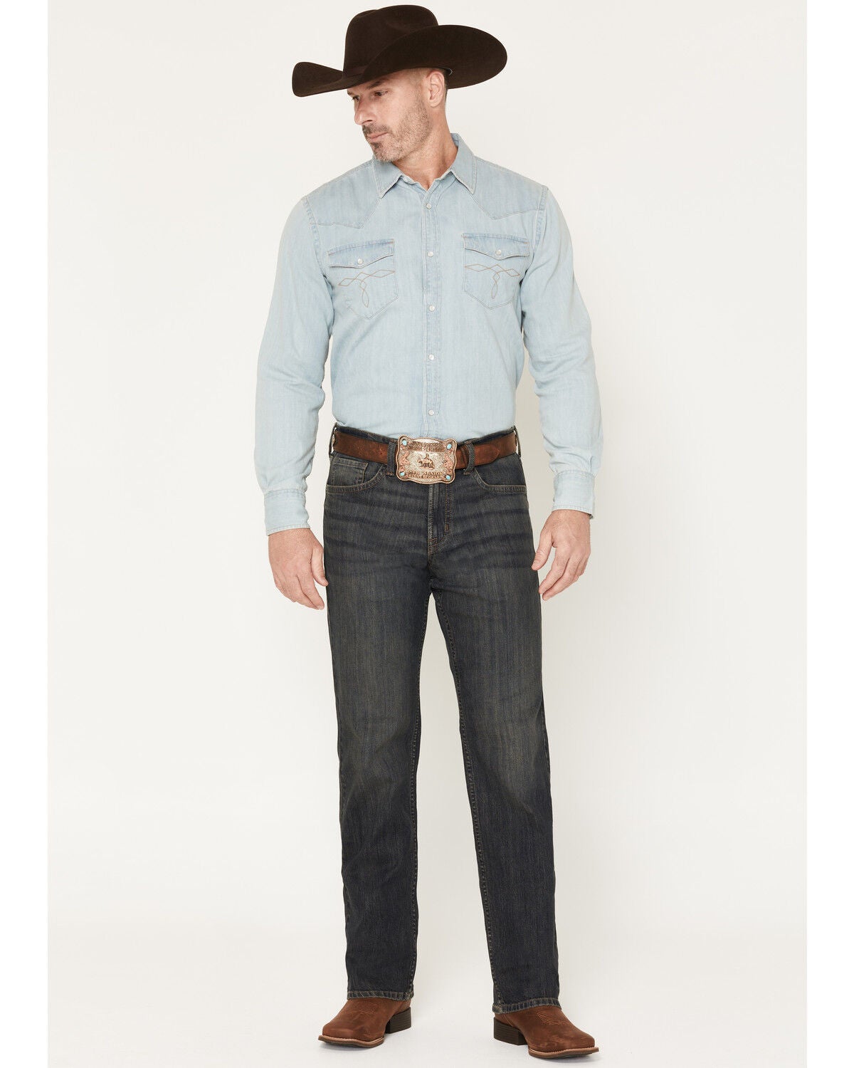 Cody James Men's Barn Sour Wash Yukon Relaxed Straight Stretch Denim Jeans, Dark Wash, hi-res