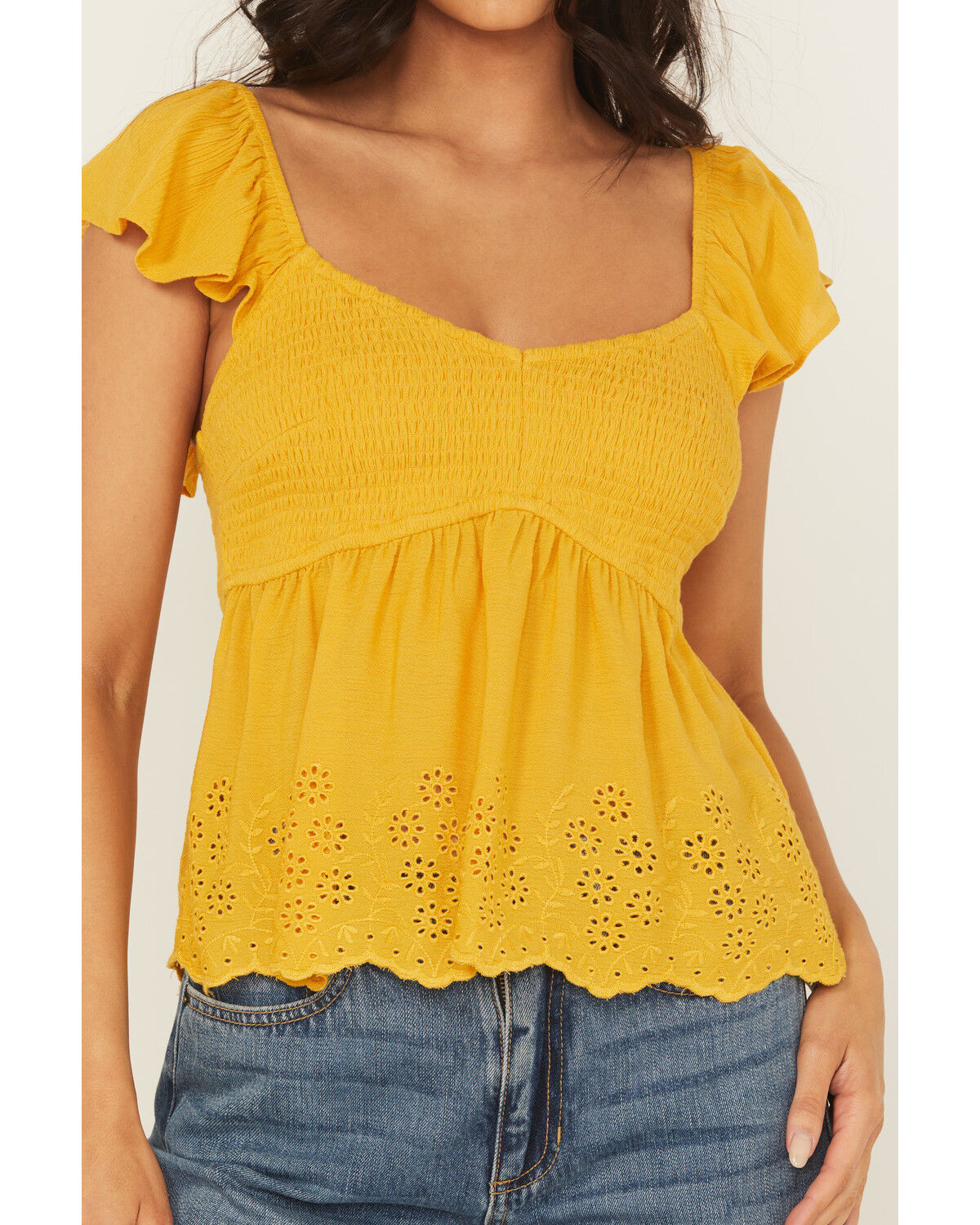 Image #3 - Cleo + Wolf Women's Elizabeth Peplum Top, Yellow, hi-res