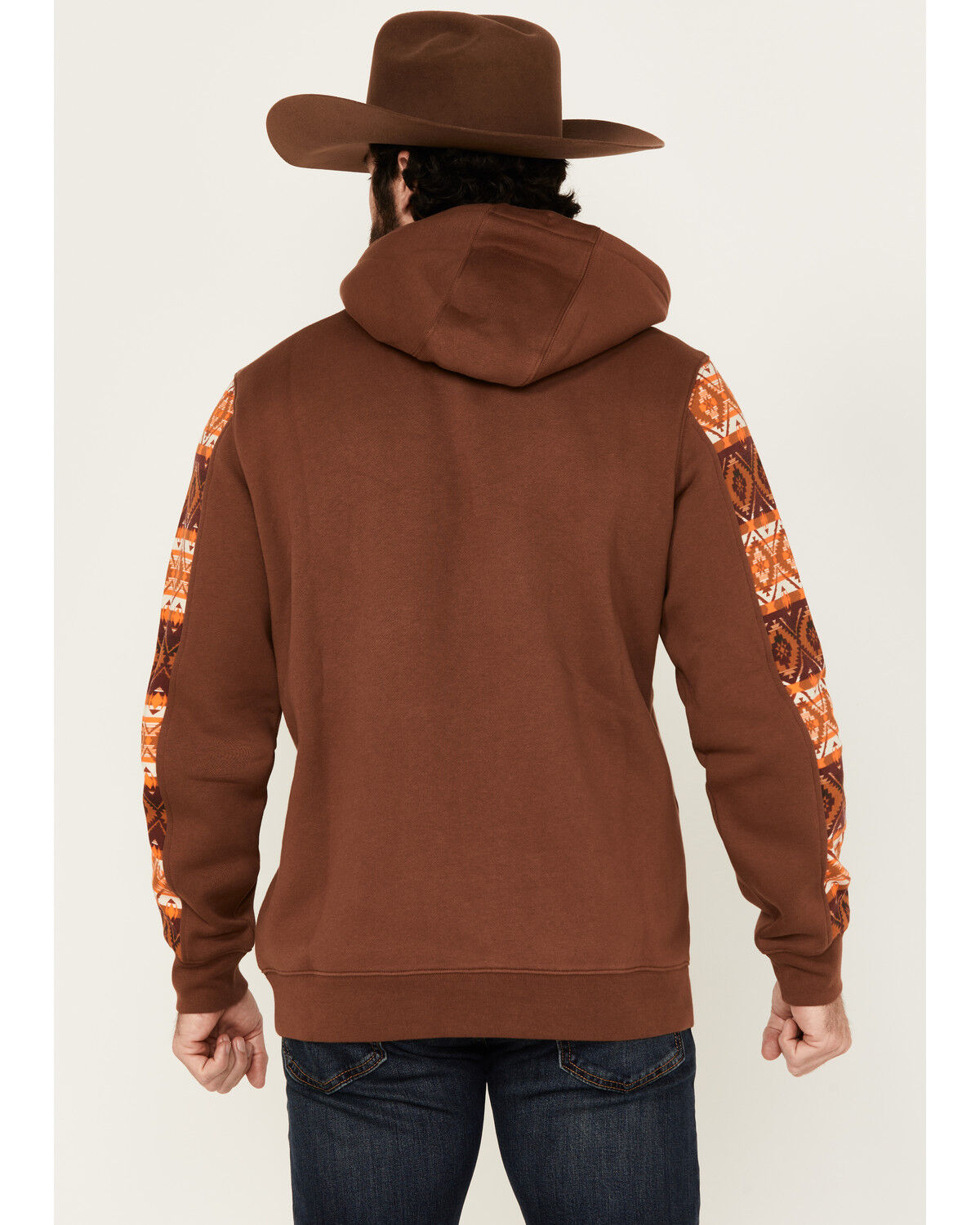 Image #4 - RANK 45® Men's Buckshot Southwestern Print Color Block Hooded Sweatshirt, Coffee, hi-res