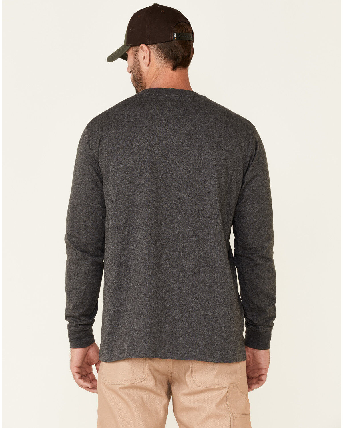 Image #4 - Hawx Men's Solid Charcoal Forge Long Sleeve Work Pocket T-Shirt, Charcoal, hi-res