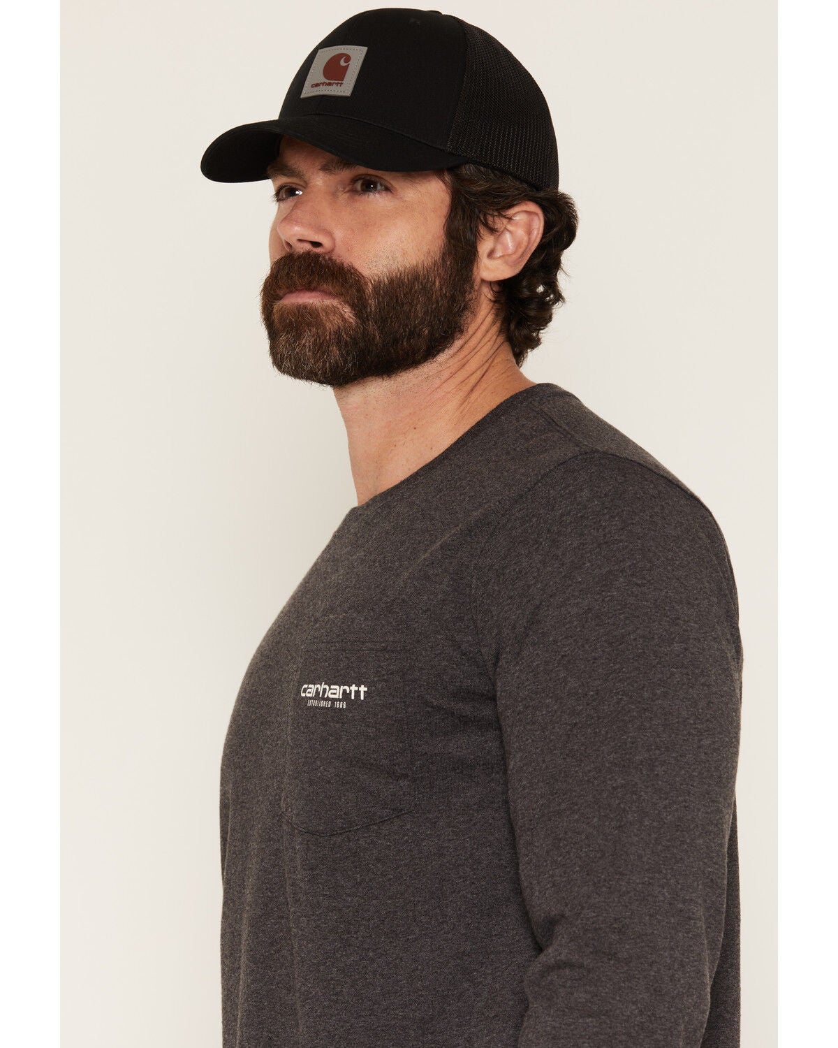 Image #3 - Carhartt Men's Relaxed Fit Heavyweight Long Sleeve Pocket C Graphic T-Shirt, Heather Grey, hi-res