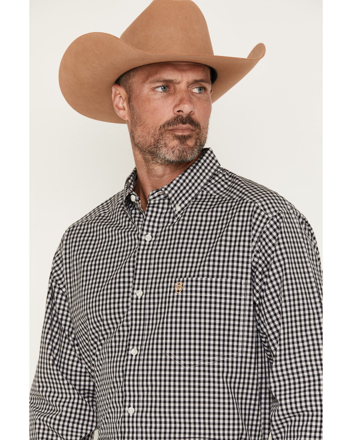 Image #2 - Ariat Men's Boot Barn Exclusive Pro Series Willis Checkered Plaid Print Long Sleeve Button-Down Western Shirt, Black, hi-res